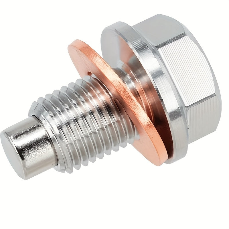 Magnetic Stainless Steel Oil Drain Plug with Red Copper Washer Gasket Replacement