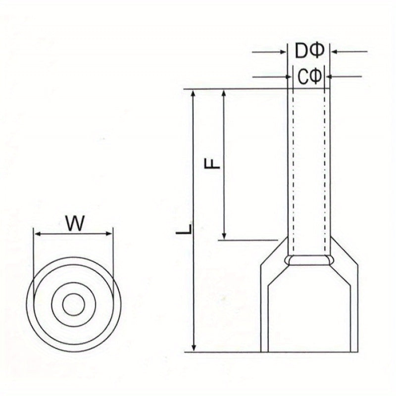 Rangli kodlangan izolyatsiyalangan ferrulalar, crimp terminali to'plami, 1000 dona, bronza, elektr simlari