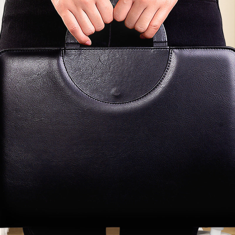 Durable TPU Faux Leather Business Folder with Dual Compartments Notepad Slot and Pen Holder