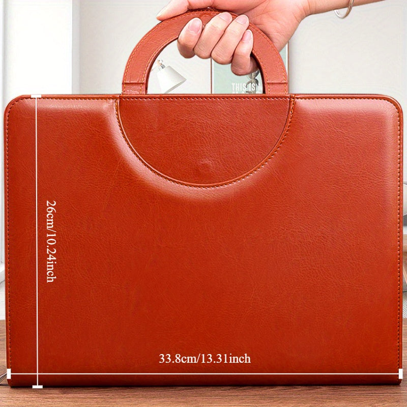 Durable TPU Faux Leather Business Folder with Dual Compartments Notepad Slot and Pen Holder