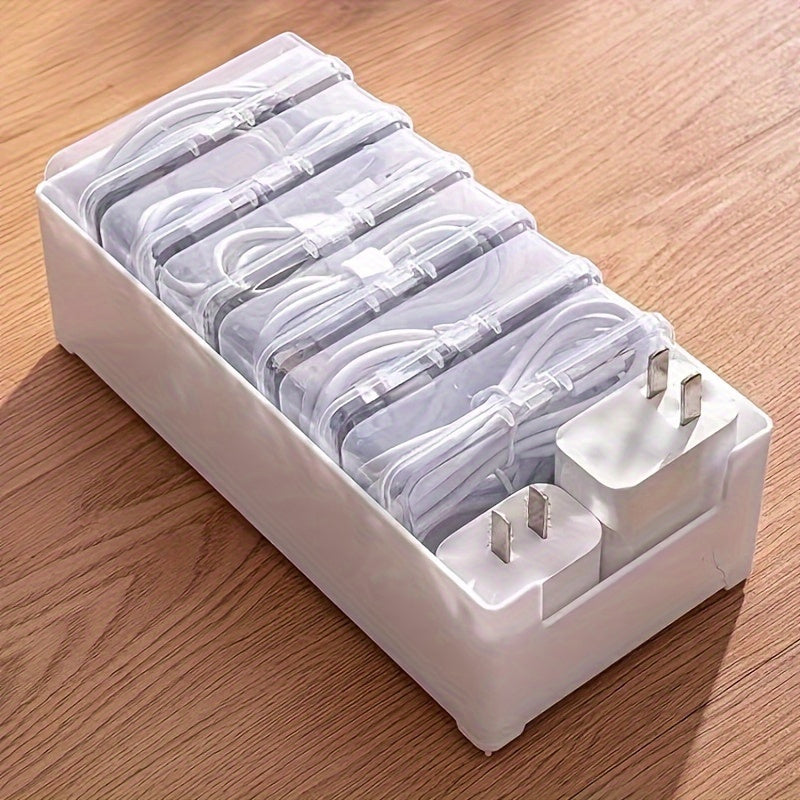 Caja organizadora de regletas con 8 compartimentos para cables y cargadores