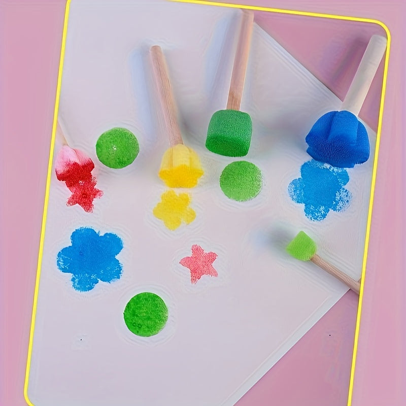 Набор из 13 инструментов для губчатой живописи для DIY креативного граффити и художественных работ, включая кисти для запечатывания, валики, губчатые палочки, инструменты для растирания, круглая кисть, акриловая губка, деревянные.