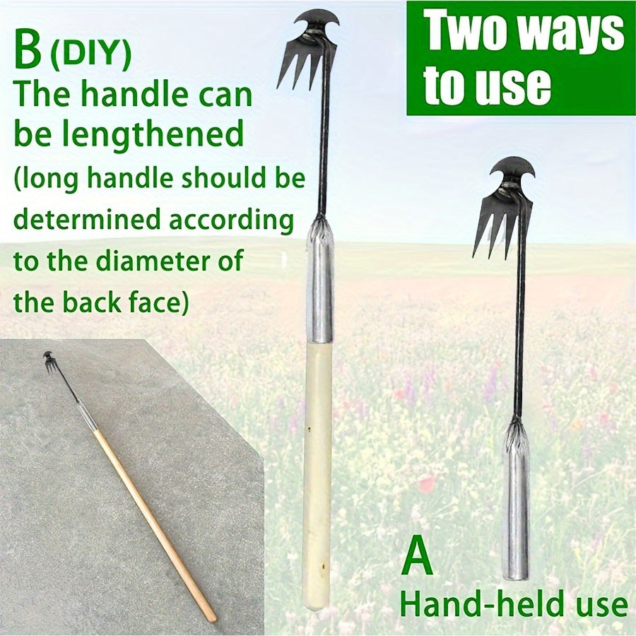 Metal Weed Puller with 4-Claw Design 11.8 Inch Handheld Garden Tool Manganese Steel