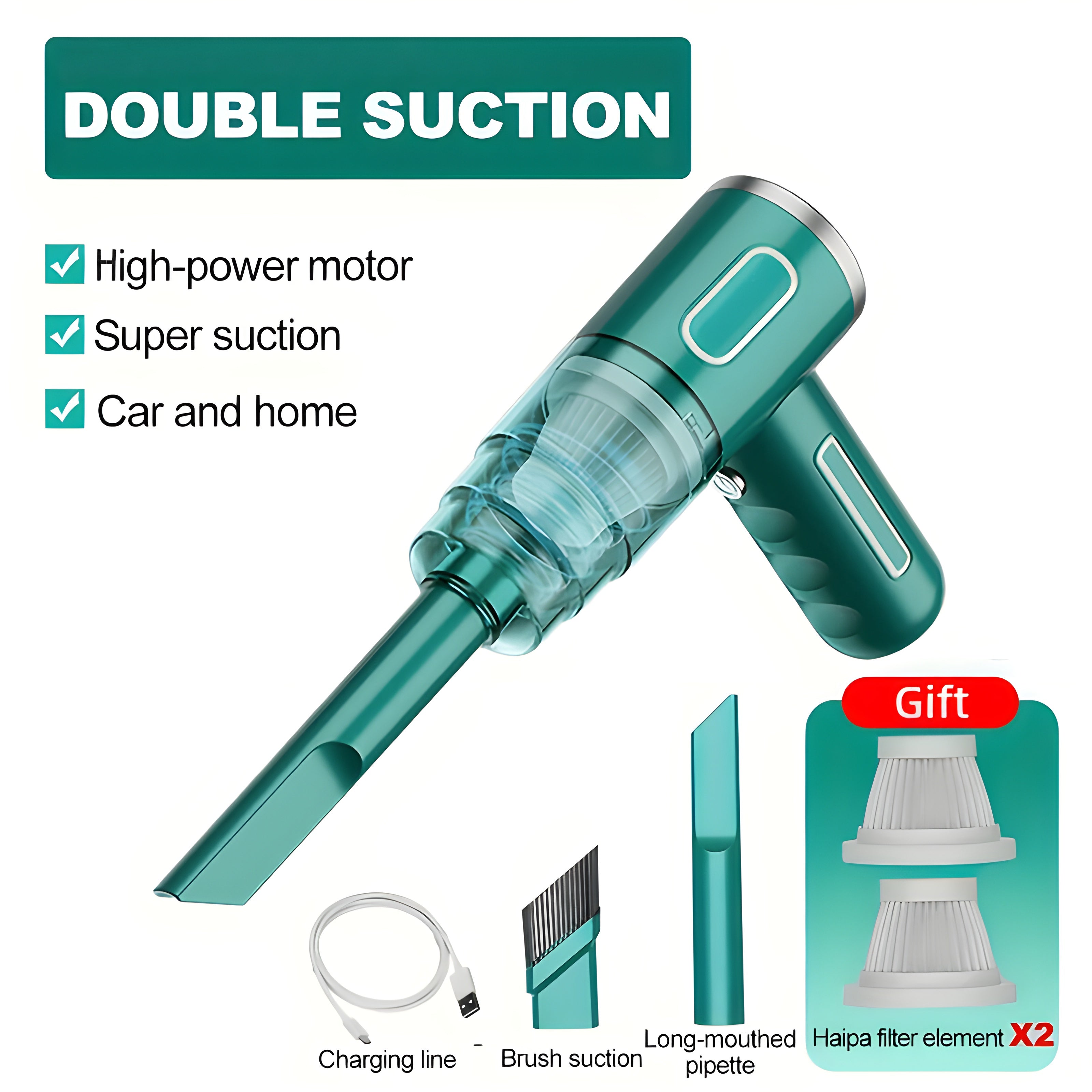 Rechargeable Handheld Vacuum Cleaner for Car and Home Wireless Portable Lightweight 2000mAh