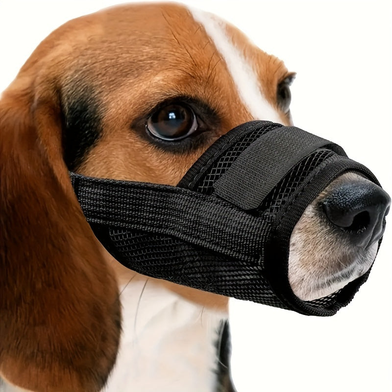 Breathable Polyester Adjustable Dog Muzzle for Small to Medium Dogs Prevents Biting and Barking