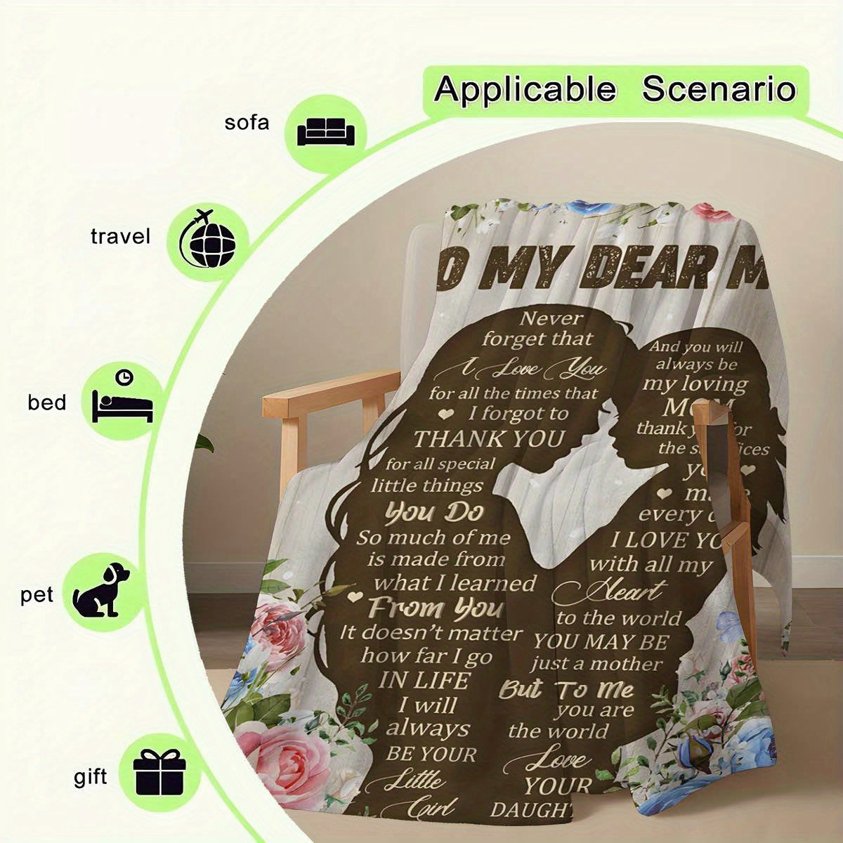 Soft Throw Blanket for Mom's Birthday Gift in Pink and Gray