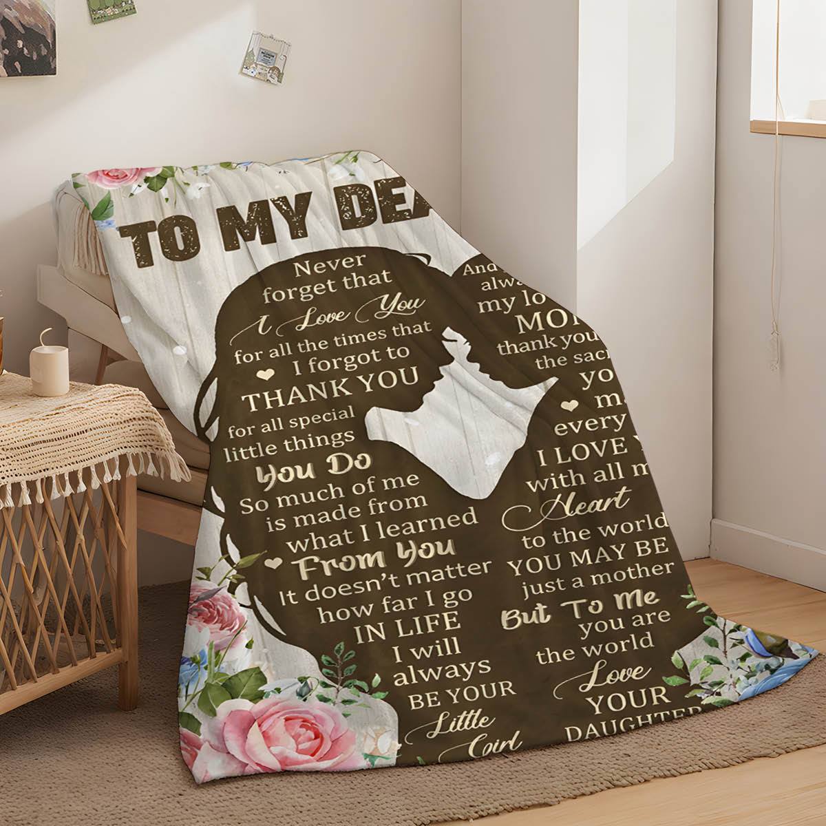 Soft Throw Blanket for Mom's Birthday Gift in Pink and Gray