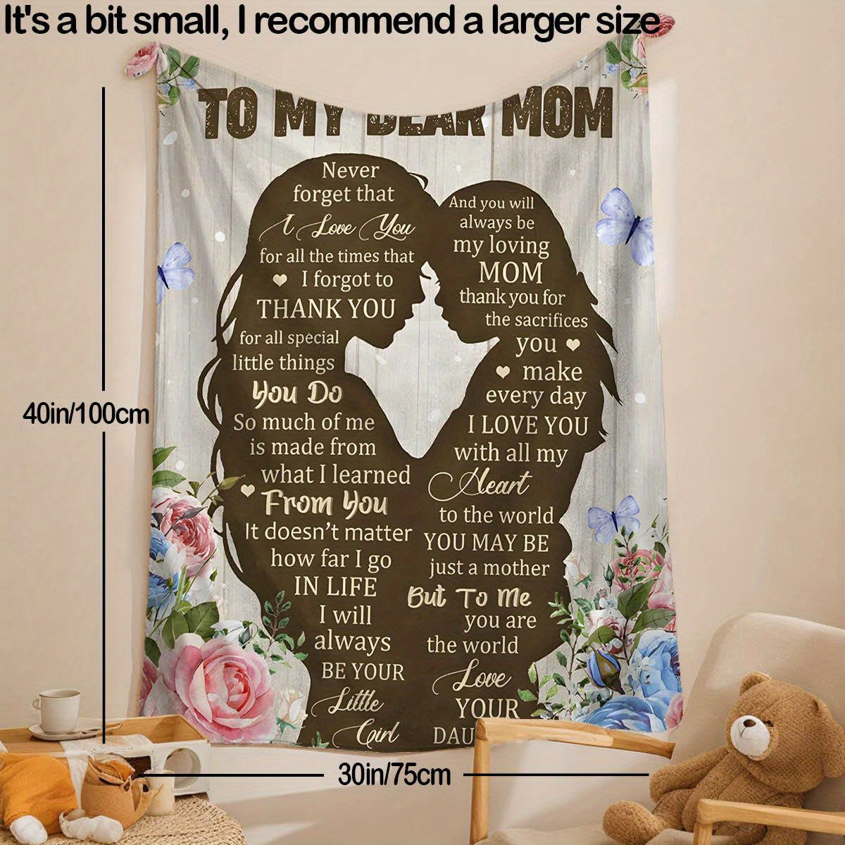 Soft Throw Blanket for Mom's Birthday Gift in Pink and Gray