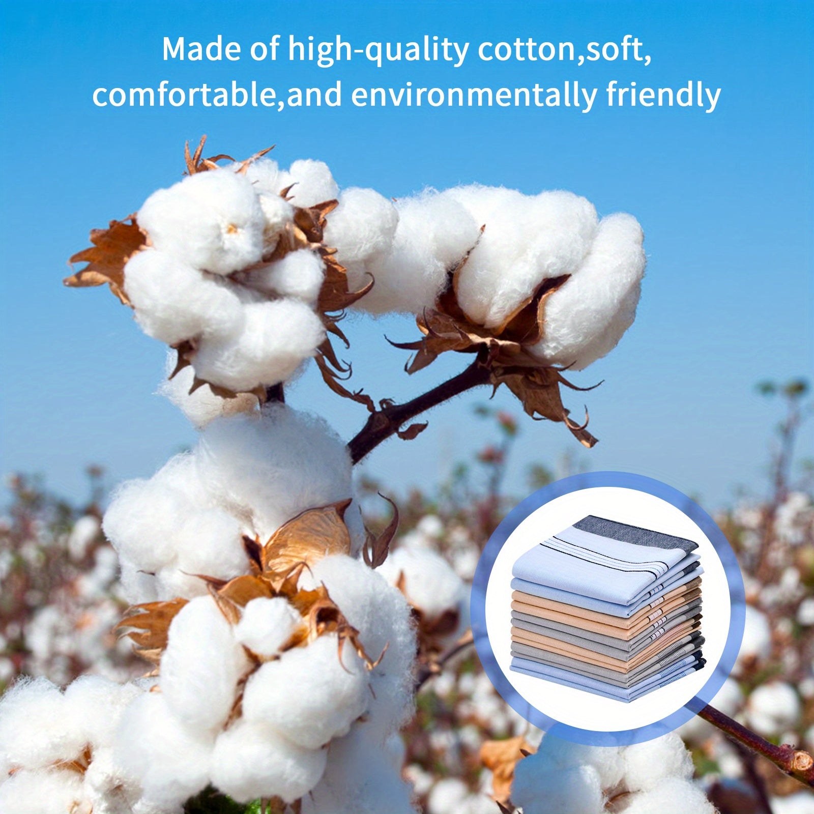 Set of 12 Men's Cotton Plaid Handkerchiefs Pocket Squares Reusable