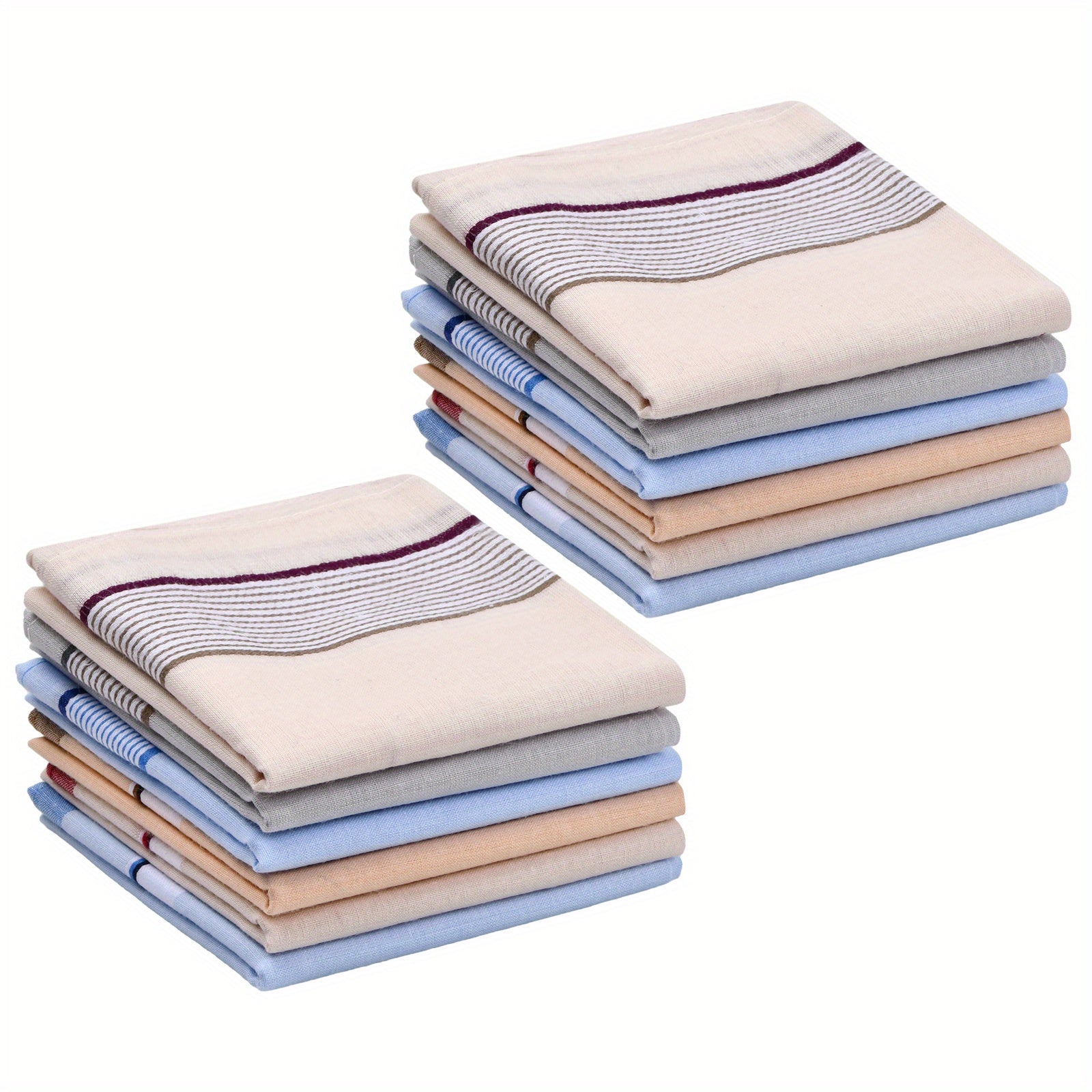 Set of 12 Men's Cotton Plaid Handkerchiefs Pocket Squares Reusable