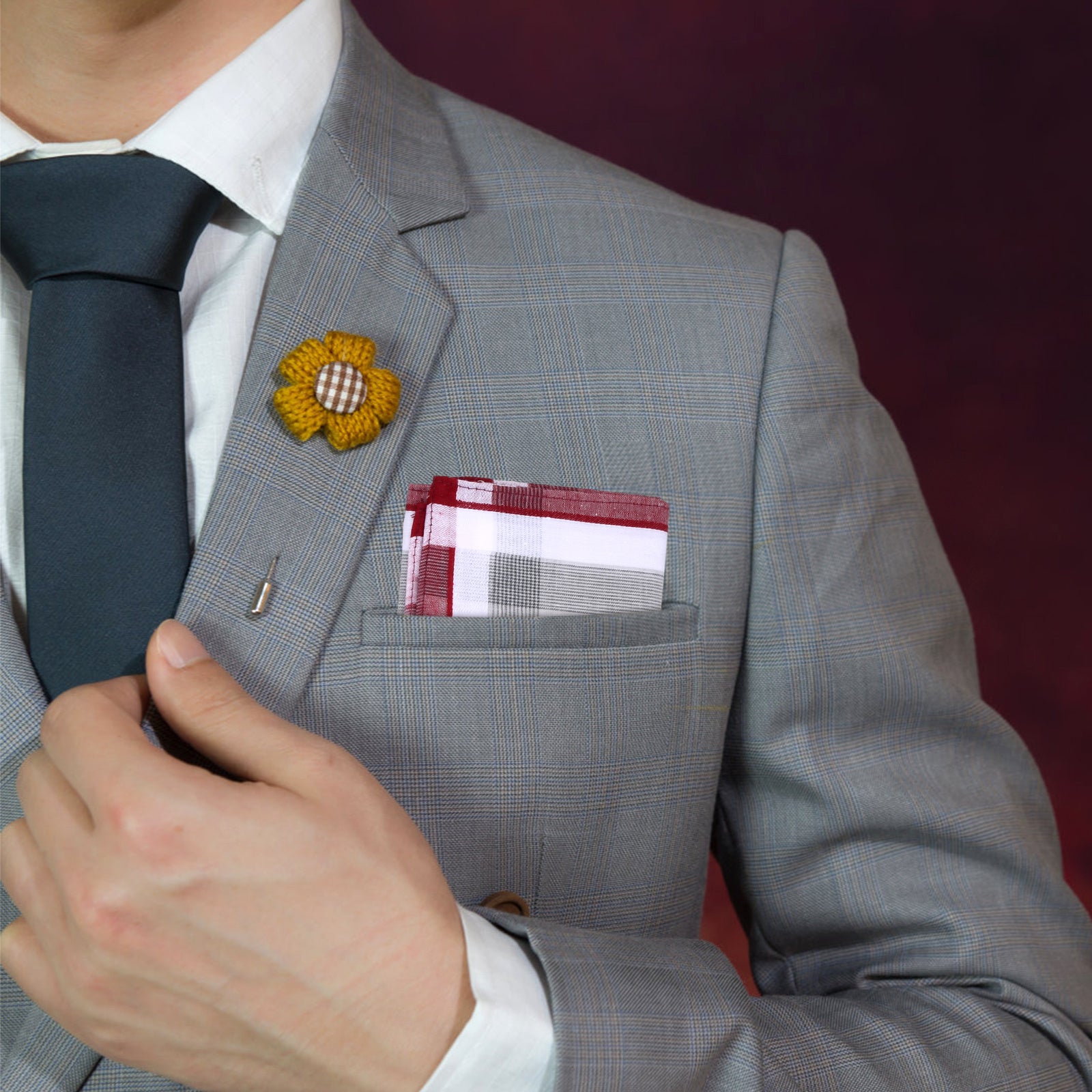 Set of 12 Men's Cotton Plaid Handkerchiefs Pocket Squares Reusable