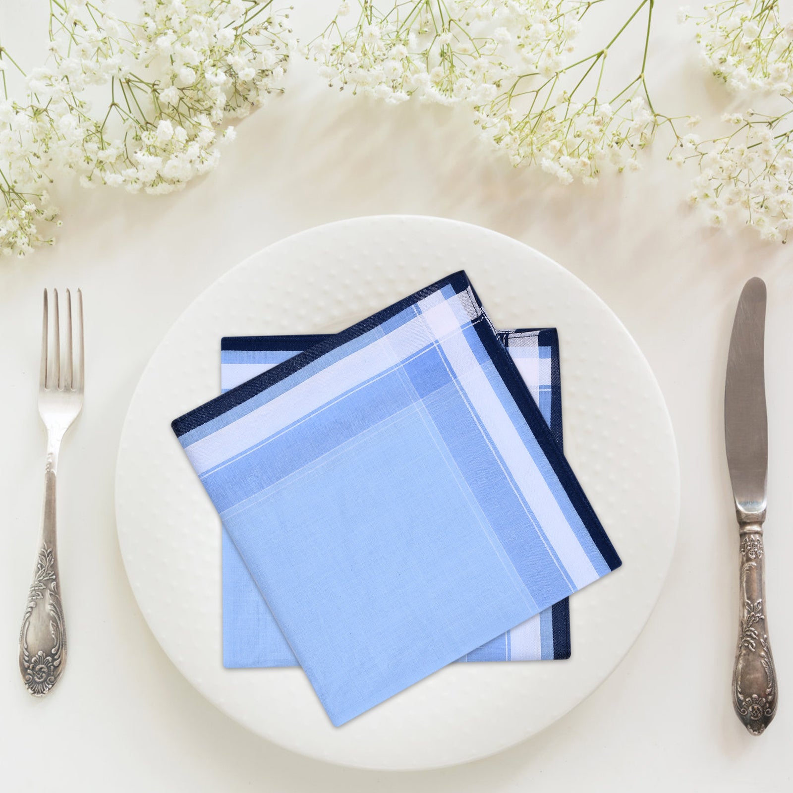 Set of 12 Men's Cotton Plaid Handkerchiefs Pocket Squares Reusable