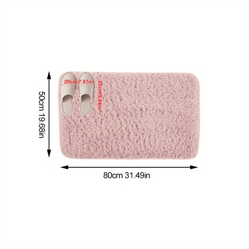 Pink Non-Slip Rectangular Bathroom Floor Mat Quick-Drying Polyester Home Decor