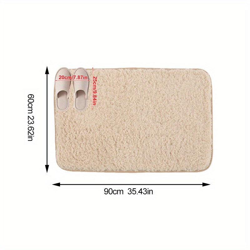 Pink Non-Slip Rectangular Bathroom Floor Mat Quick-Drying Polyester Home Decor