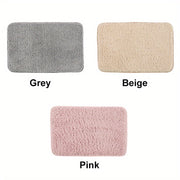 Pink Non-Slip Rectangular Bathroom Floor Mat Quick-Drying Polyester Home Decor