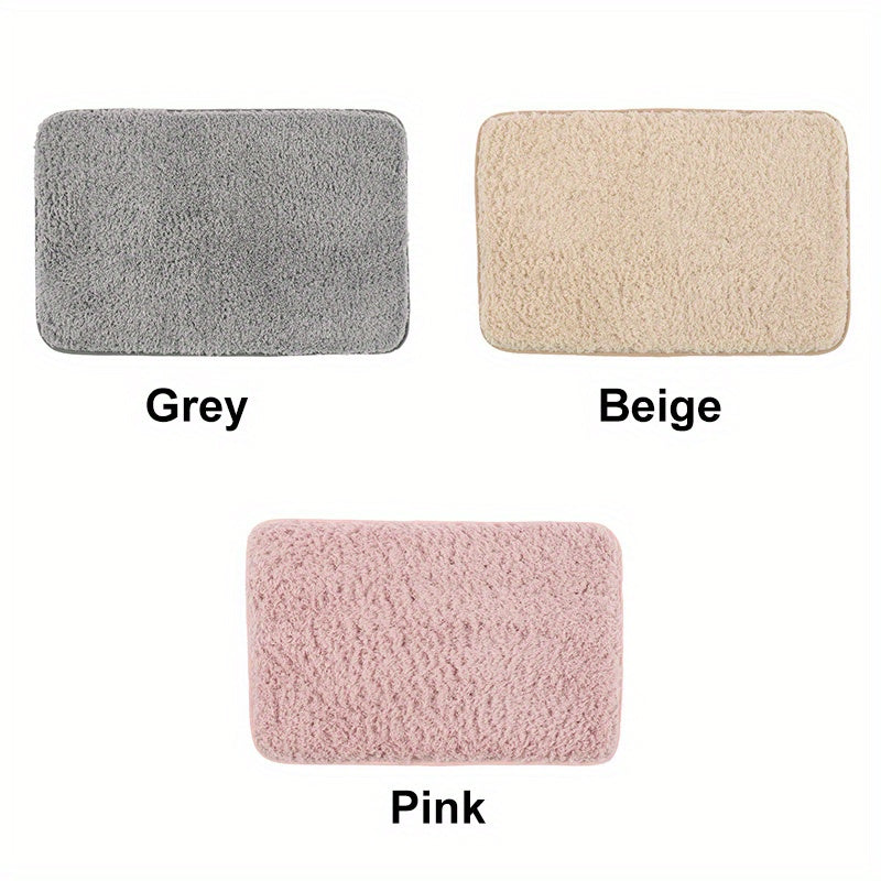 Pink Non-Slip Rectangular Bathroom Floor Mat Quick-Drying Polyester Home Decor