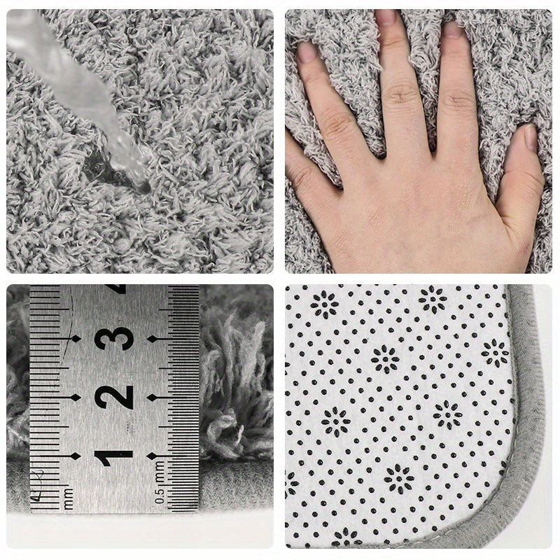 Pink Non-Slip Rectangular Bathroom Floor Mat Quick-Drying Polyester Home Decor