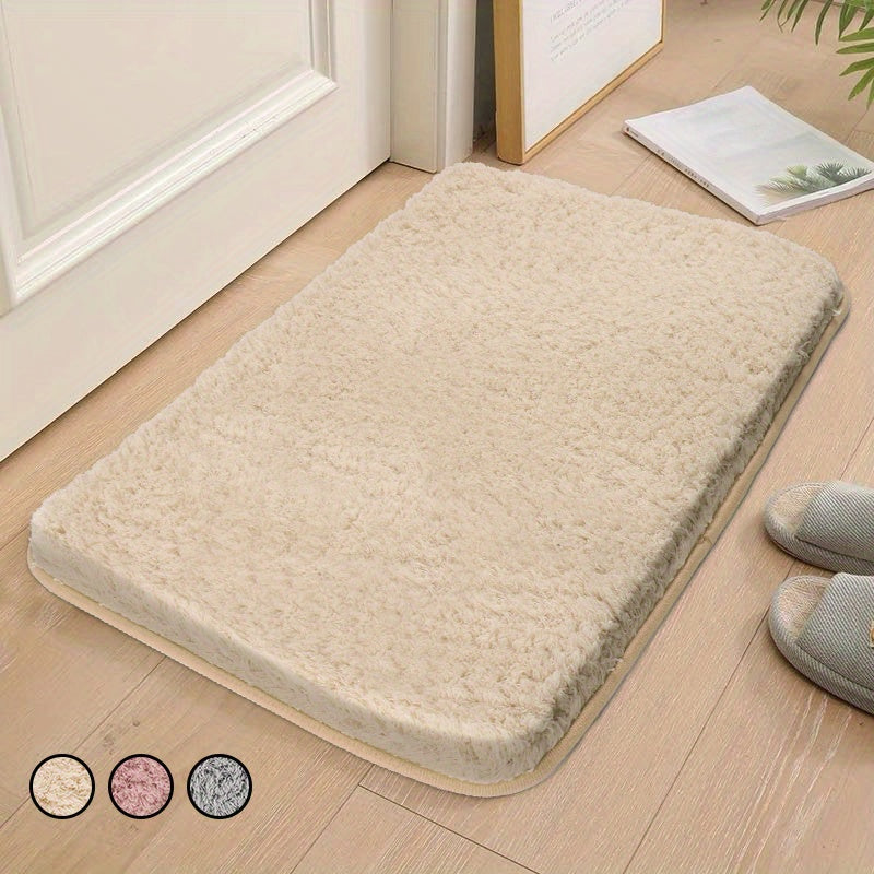 Pink Non-Slip Rectangular Bathroom Floor Mat Quick-Drying Polyester Home Decor