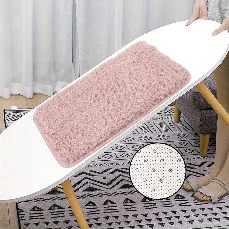 Pink Non-Slip Rectangular Bathroom Floor Mat Quick-Drying Polyester Home Decor