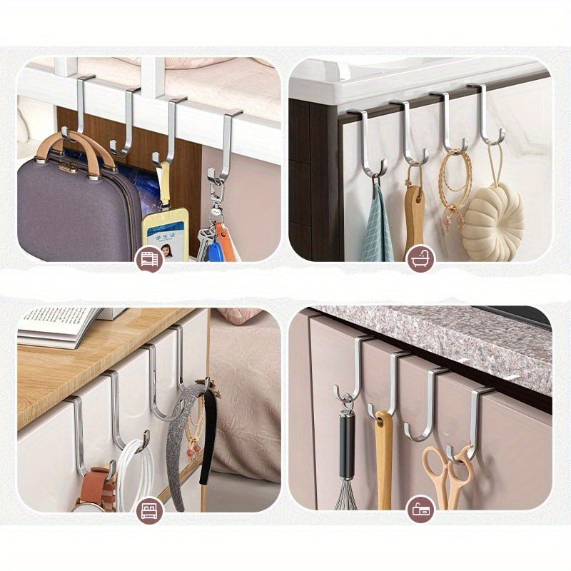 1/2 Metall Seamless Hooks talabalar yotoqxonasida portativ, teshiksiz foydalanish uchun. Oshxona, yotoqxona, hammom yoki ofislar orqasida tartibga solish uchun zanglamaydigan po'latdan yasalgan S-shaklidagi tutqichlar.