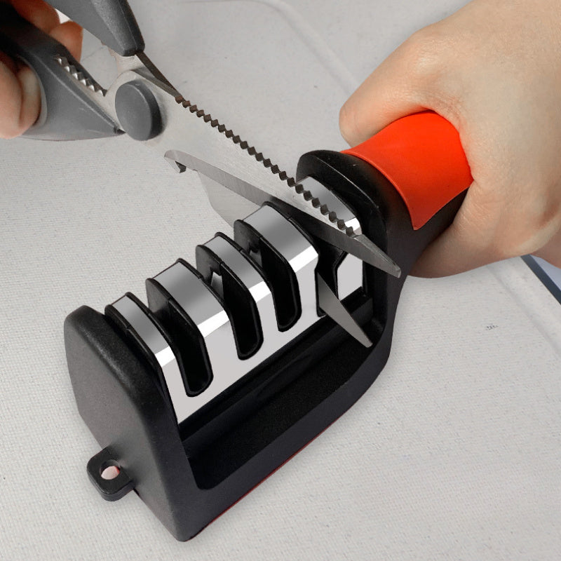 Qoʻlda ishlaydigan pichoq silliqlash vositasi 4 bosqichli, tez va samarali oshxona silliqlash, batareyasiz