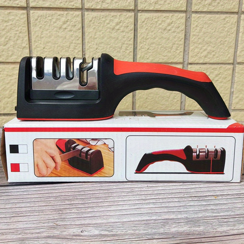 Qoʻlda ishlaydigan pichoq silliqlash vositasi 4 bosqichli, tez va samarali oshxona silliqlash, batareyasiz