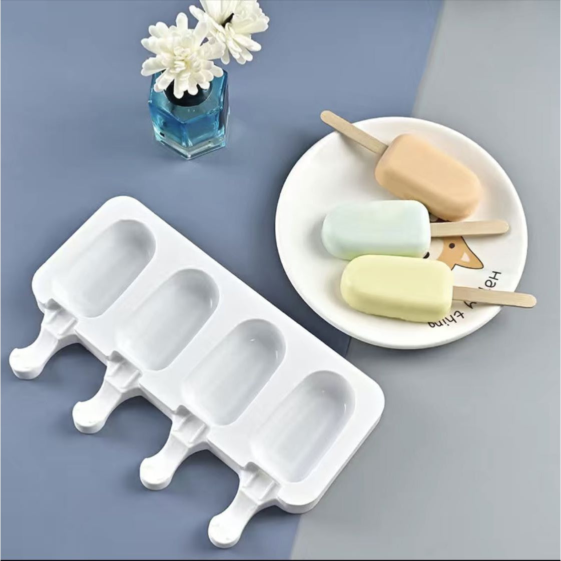 Ice Candy Mold Set Silicone 5-Piece Large and Small for Ice Cream Pudding Chocolate