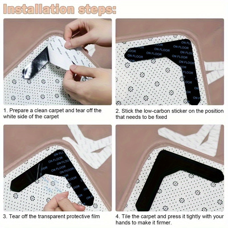 Набор из 4/8 высококачественных нескользящих наклеек для ковров, предотвращающих скольжение и скручивание ковров, идеально подходит для ковриков в гостиной, столовой и ванной комнате.