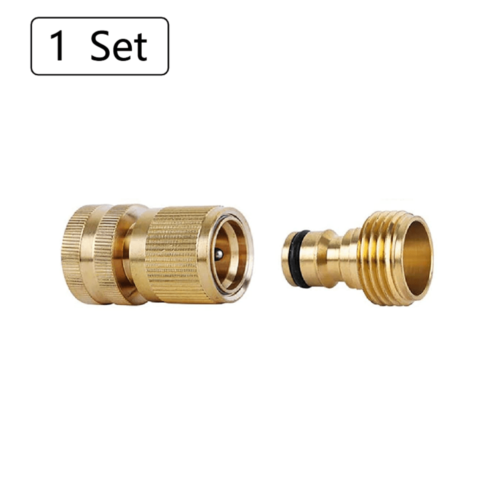 Garden Hose Quick Connectors Solid Brass 3/4 Inch GHT Fittings No-Leak