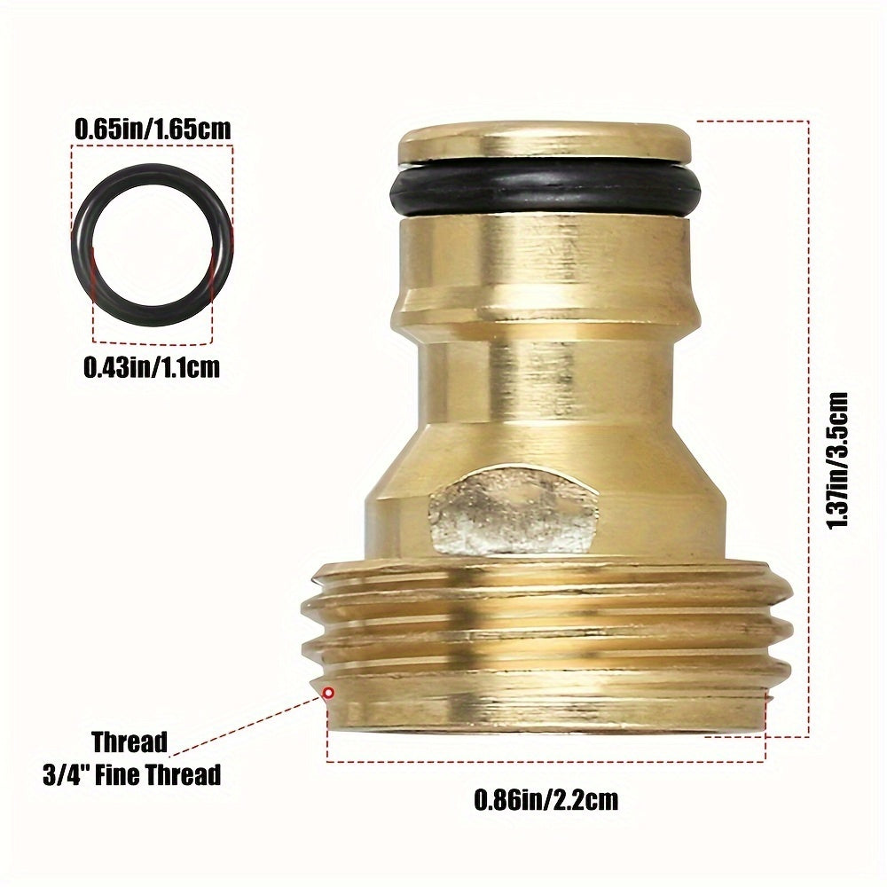 Garden Hose Quick Connectors Solid Brass 3/4 Inch GHT Fittings No-Leak