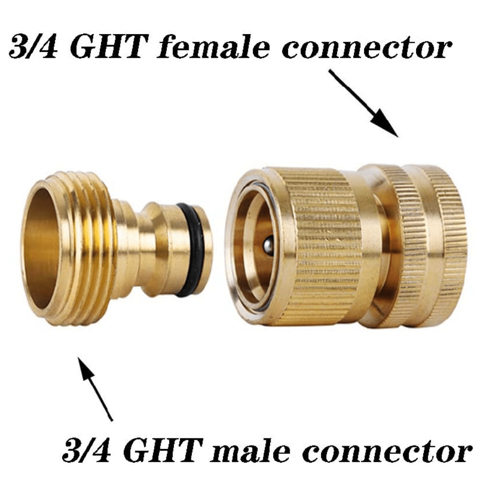Garden Hose Quick Connectors Solid Brass 3/4 Inch GHT Fittings No-Leak