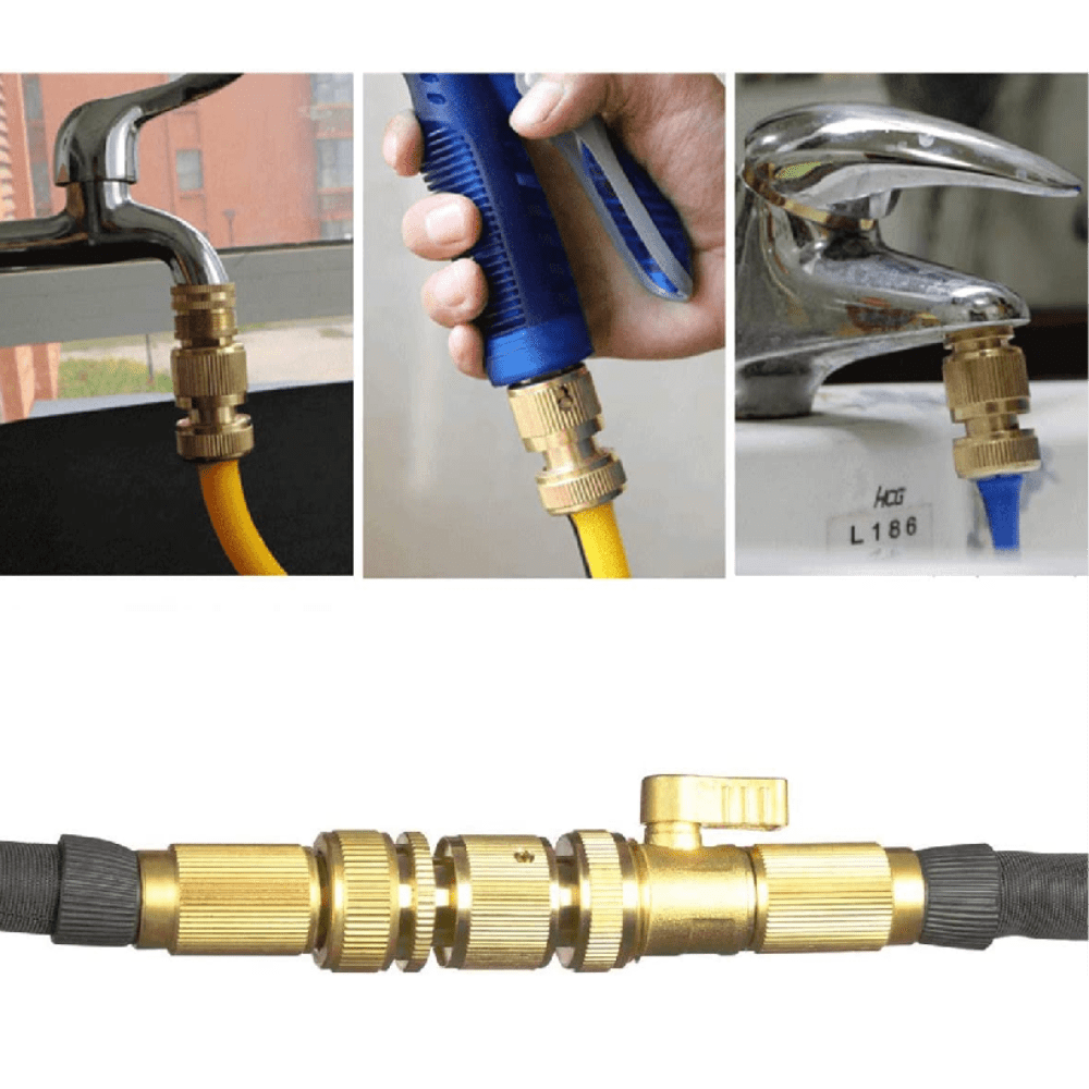 Garden Hose Quick Connectors Solid Brass 3/4 Inch GHT Fittings No-Leak