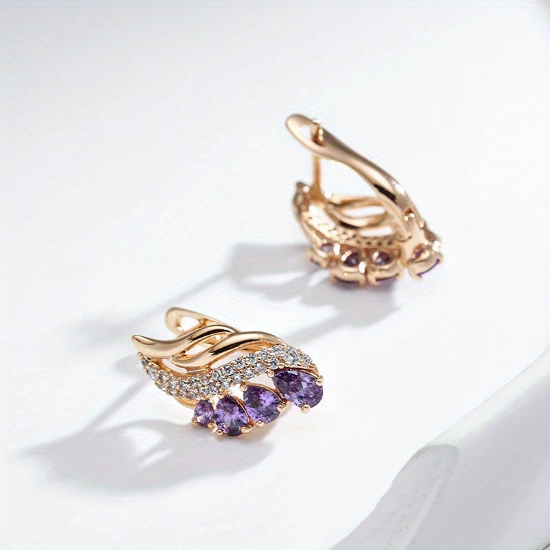 Zarif Boho uslubidagi binafsha suv tomchisi zirkoni taqinchoqlari, ayollar uchun mukammal, ta'til va banketlar uchun zamonaviy va nafis aksessuar, ideal sovg'a g'oyasi