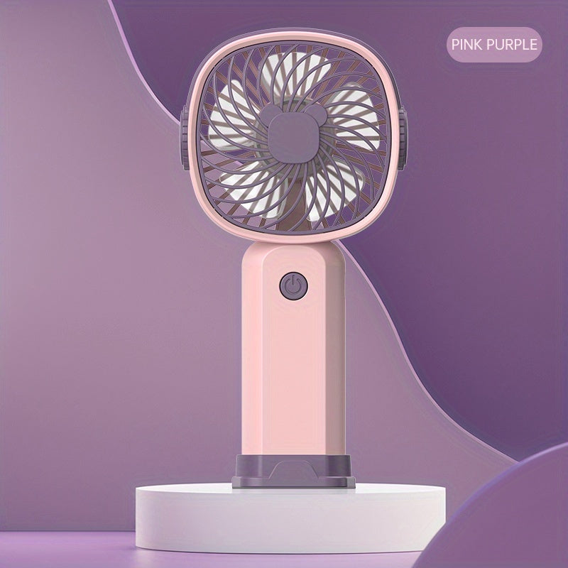 "Portativ Qo'l Fani (1 dona), 3.14''x1.18'' o'lcham, USB orqali zaryadlanadigan kichik fan, uy va sayohat uchun, stolda joylashish va telefon ushlagich bilan ko'p funksiyali, plastik materialdan tayyorlangan"