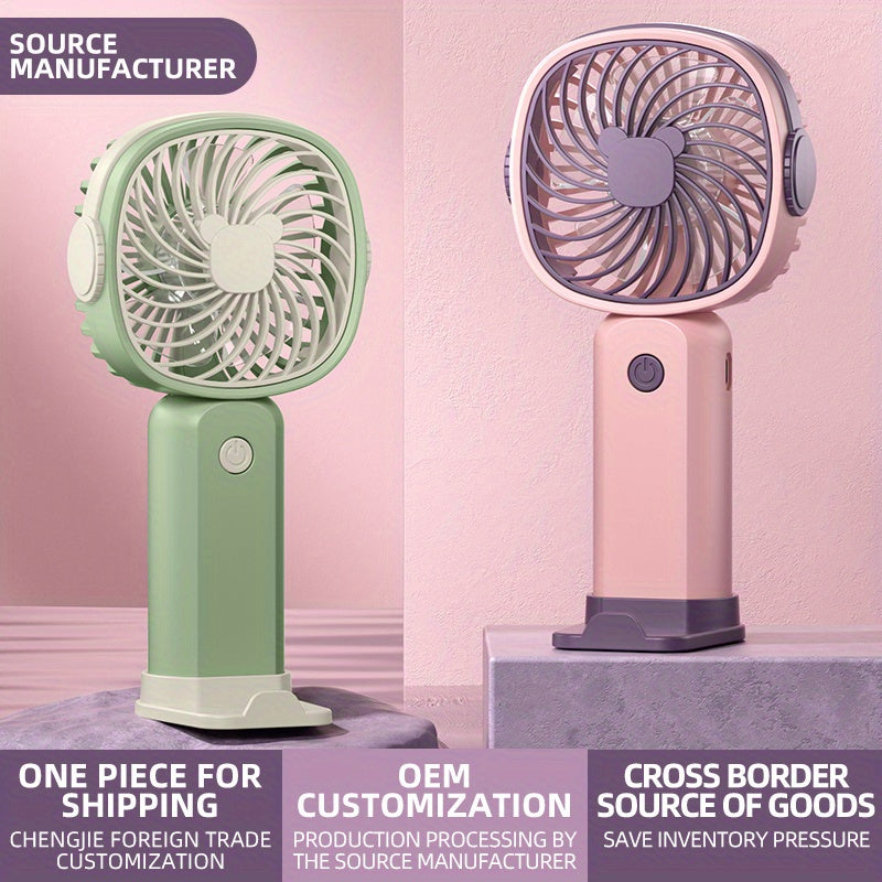 "Portativ Qo'l Fani (1 dona), 3.14''x1.18'' o'lcham, USB orqali zaryadlanadigan kichik fan, uy va sayohat uchun, stolda joylashish va telefon ushlagich bilan ko'p funksiyali, plastik materialdan tayyorlangan"