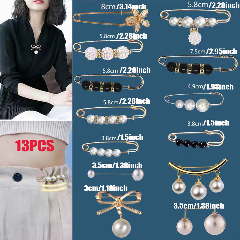 Juego de 13 broches de imitación perla para mujeres accesorios de vestir decoración de ropa