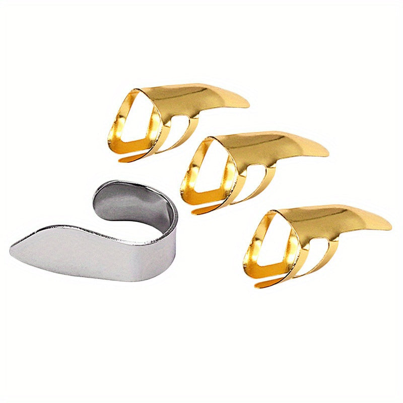 Metal Guitar Picks Set 3 Finger and 1 Thumb Zinc Alloy Standard Size