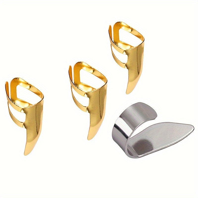 Metal Guitar Picks Set 3 Finger and 1 Thumb Zinc Alloy Standard Size