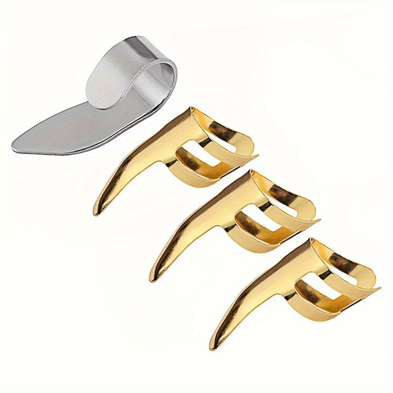 Metal Guitar Picks Set 3 Finger and 1 Thumb Zinc Alloy Standard Size