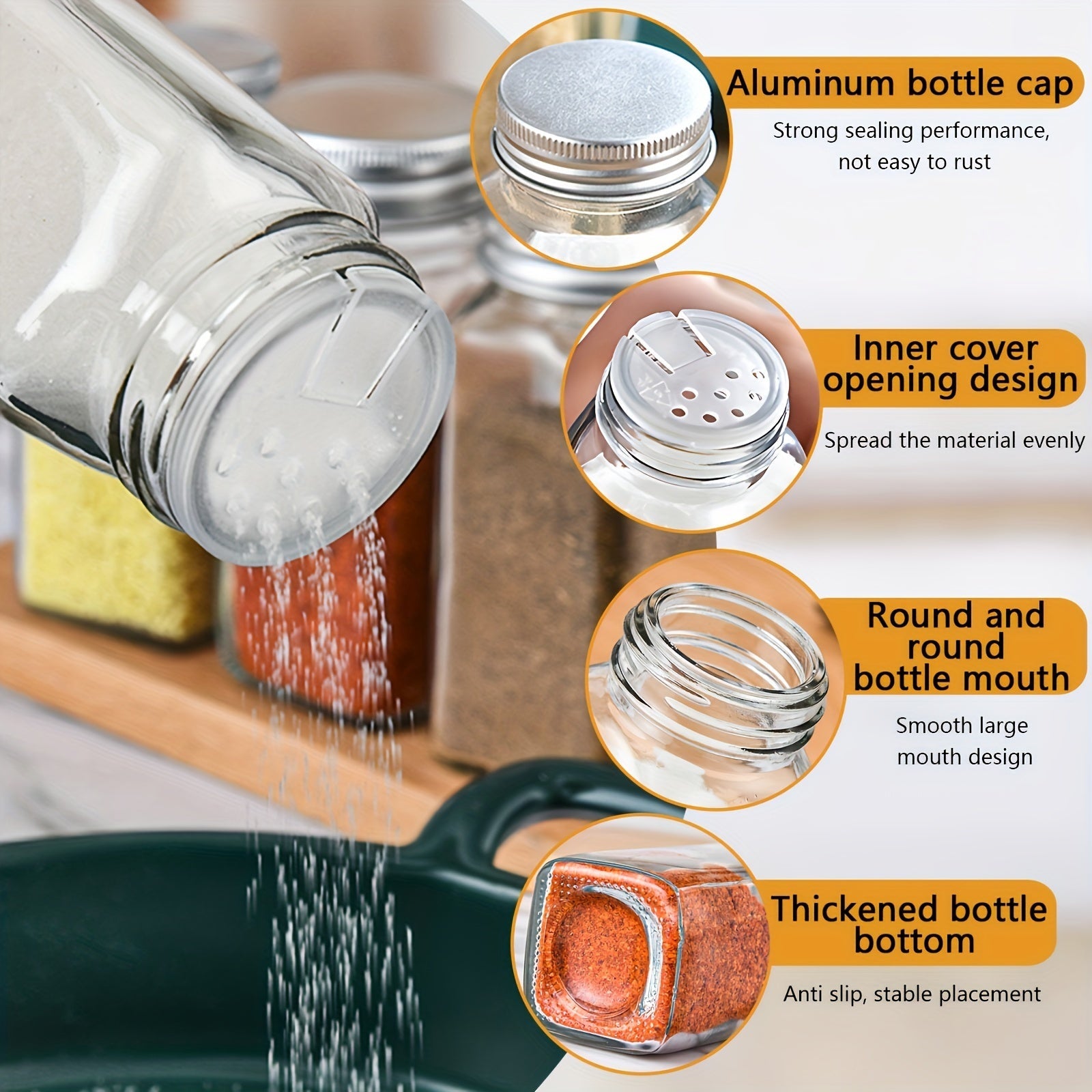 24-Piece Glass Spice Jar Set with Aluminum Lids, Labels, Funnel, and Brush