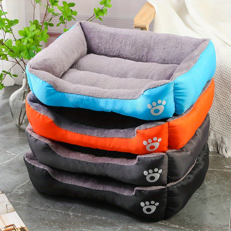 Soft Plush Pet Bed for Small to Medium Dogs with Paw Prints Design Washable