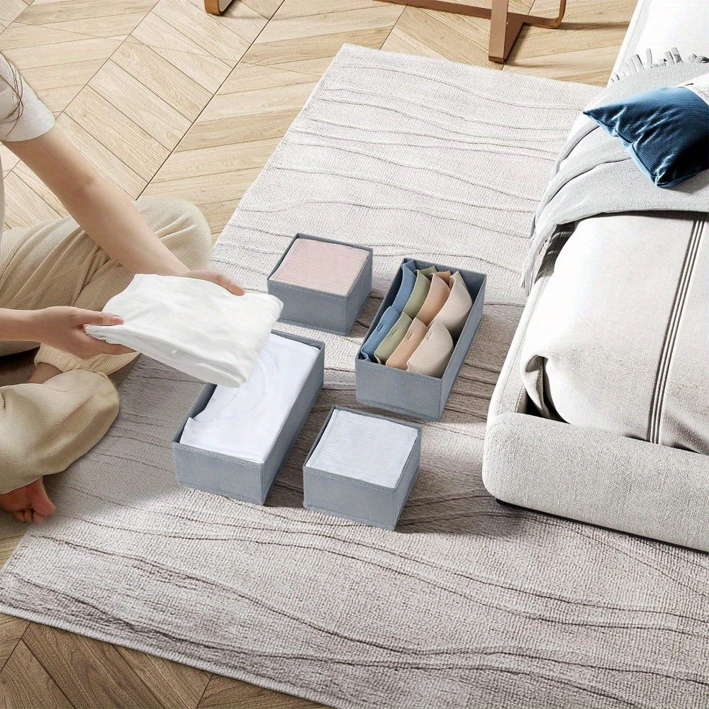 Juego de 4 cajas organizadoras de cajones plegables para ropa interior, calcetines, sujetadores y cinturones