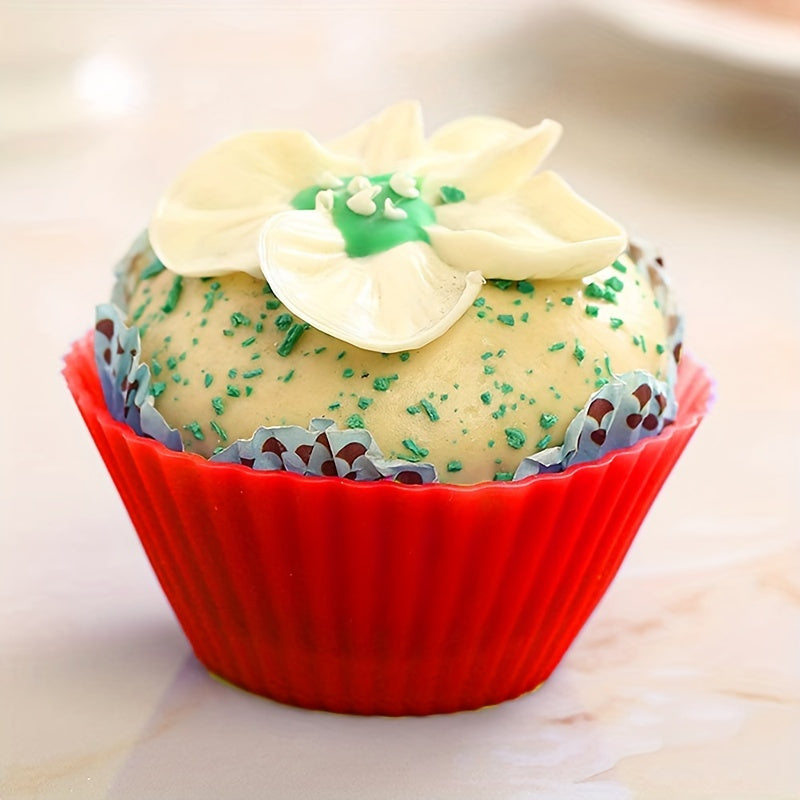 Set of 12 Reusable Silicone Baking Cups for Muffins and Cupcakes in Assorted Colors