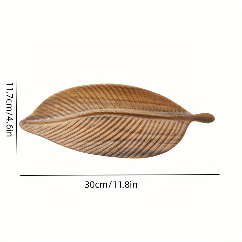 Wood Leaf Shaped Serving Tray for Breakfast Dessert Snacks and Sushi