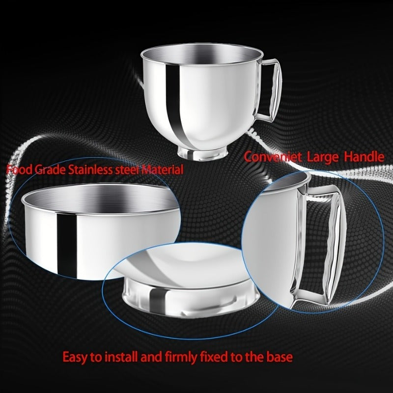 Stainless Steel Mixer Bowl for Stand Mixers 4.5-5 Qt with Handle