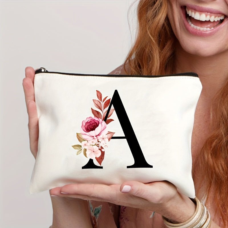 Waterproof Floral Canvas Makeup Bag Zipper Closure Lightweight Women