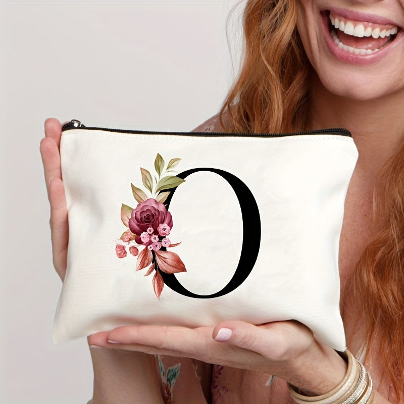 Waterproof Floral Canvas Makeup Bag Zipper Closure Lightweight Women