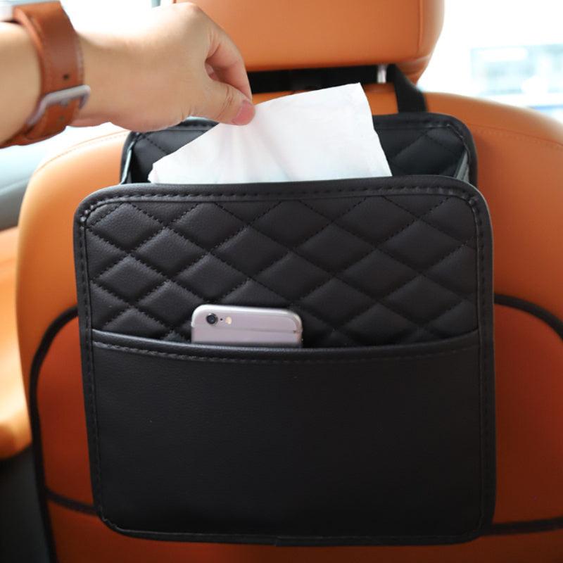 Car Organizer Leather Garbage Storage Bag for Cars and SUVs