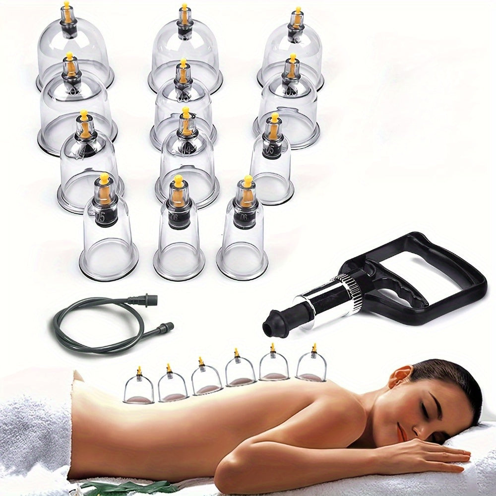 Cupping Therapy Set 12pcs Plastic Massage Cups Manual Pump for Spa Home Use