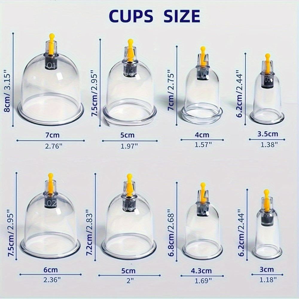 Cupping Therapy Set 12pcs Plastic Massage Cups Manual Pump for Spa Home Use